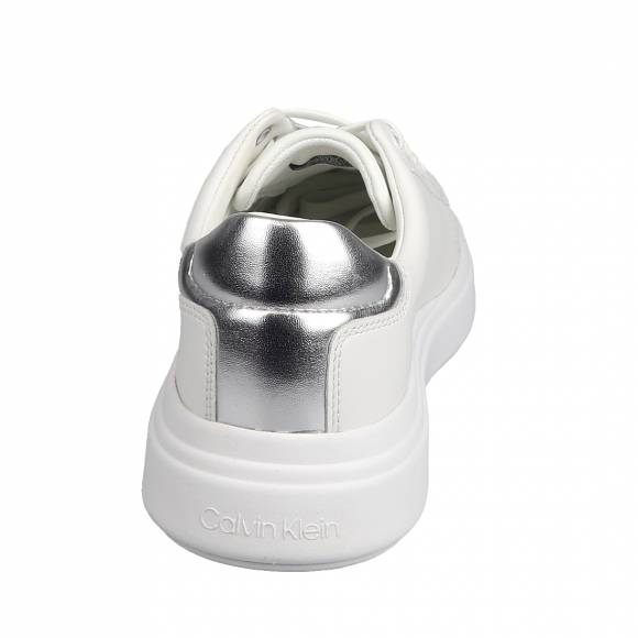 Γυναικεία Sneakers Calvin Klein Hw0hw02005 0K6 White Silver Raised Cupsole Lace Up Lth Bt