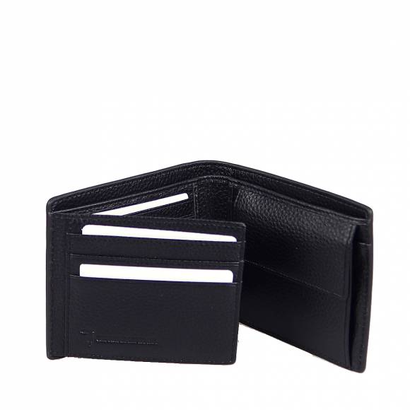 Ανδρικά Πορτοφόλια Trussardi Wallet Trifold Cow Leather Martellato Black 71w00167 2p000248 k299