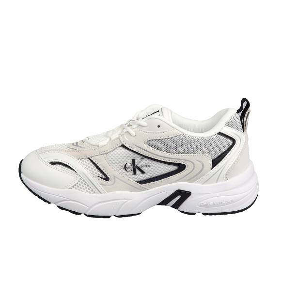 Ανδρικά Sneakers Calvin Klein Ym0ym00589 Ok5 Bright White Black Retro Tennis Su-Mesh