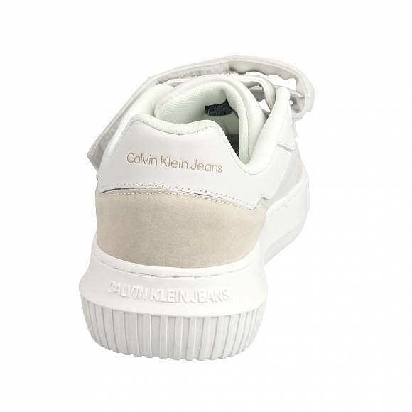 Γυναικεία Sneakers Calvin Klein Yw0yw0879 0k8 White Ivory Candied Ginger Chunky Cupsole Lth Velcro