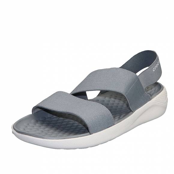 Γυναικεία Flatfroms Πέδιλα Crocs Literide stretch sandal W 206081 00J Relaxed fit Light grey white